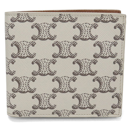 CELINE 10C87 Bifold wallet Triomphe Flap wallet Triomphe canvas,leather white mens