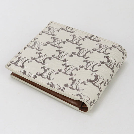 CELINE 10C87 Bifold wallet Triomphe Flap wallet Triomphe canvas,leather white mens
