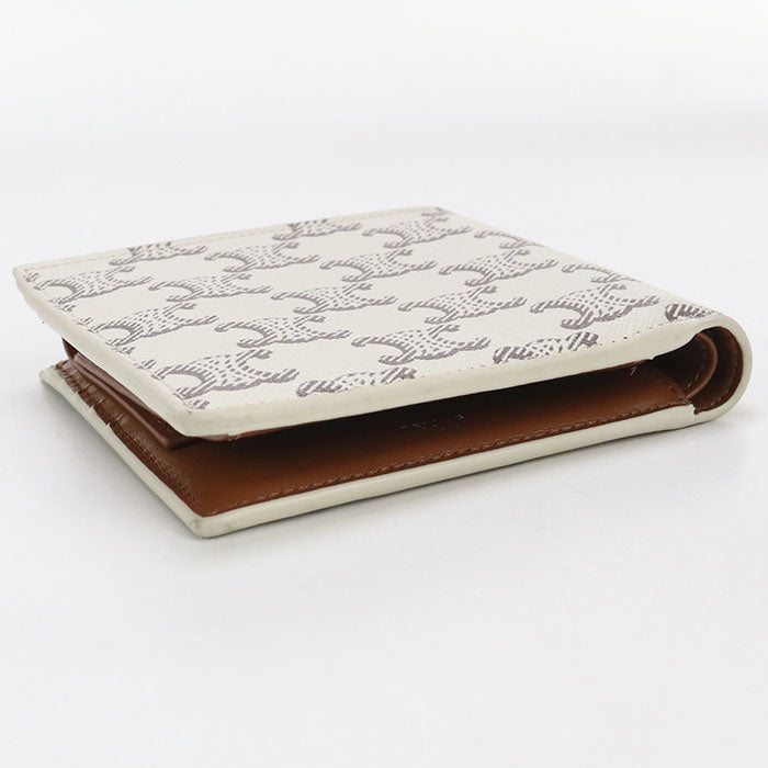 CELINE 10C87 Bifold wallet Triomphe Flap wallet Triomphe canvas,leather white mens