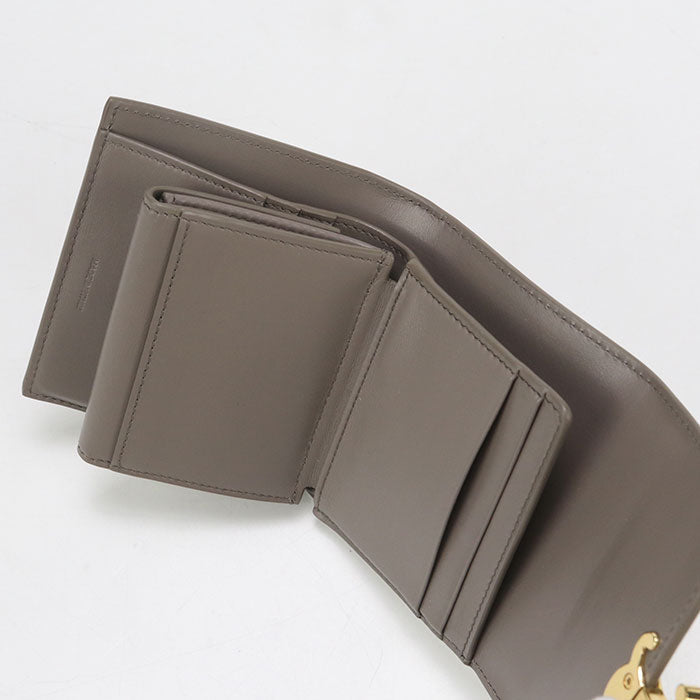 CELINE 10D78 3DPV Tri-fold wallet Triomphe Small flap wallet Calfskin gray Women