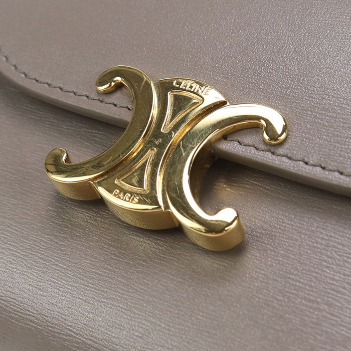 CELINE 10D78 3DPV Tri-fold wallet Triomphe Small flap wallet Calfskin gray Women