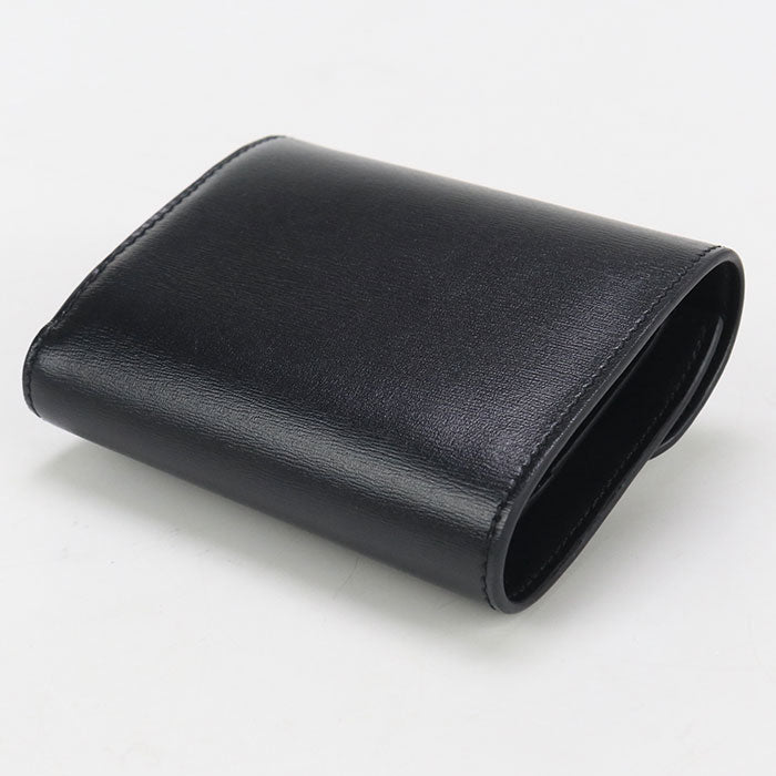 CELINE 10D78 3DPV Tri-fold wallet Triomphe Small flap wallet Calfskin black Women