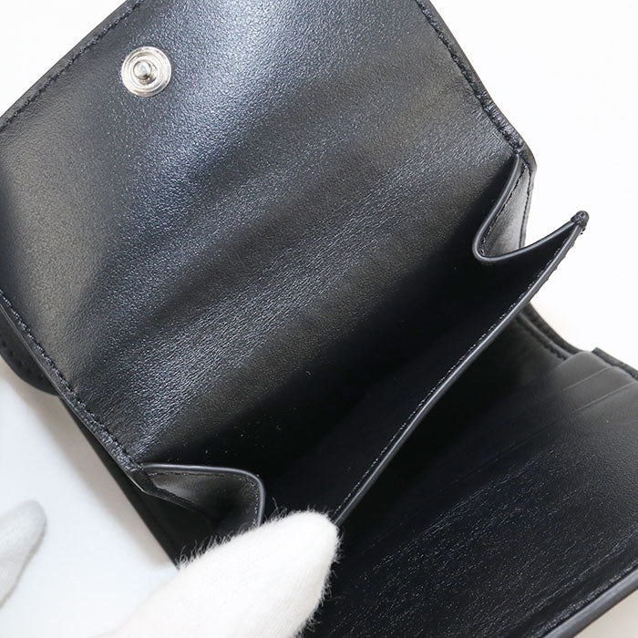 CELINE 10D78 3DPV Tri-fold wallet Triomphe Small flap wallet Calfskin black Women
