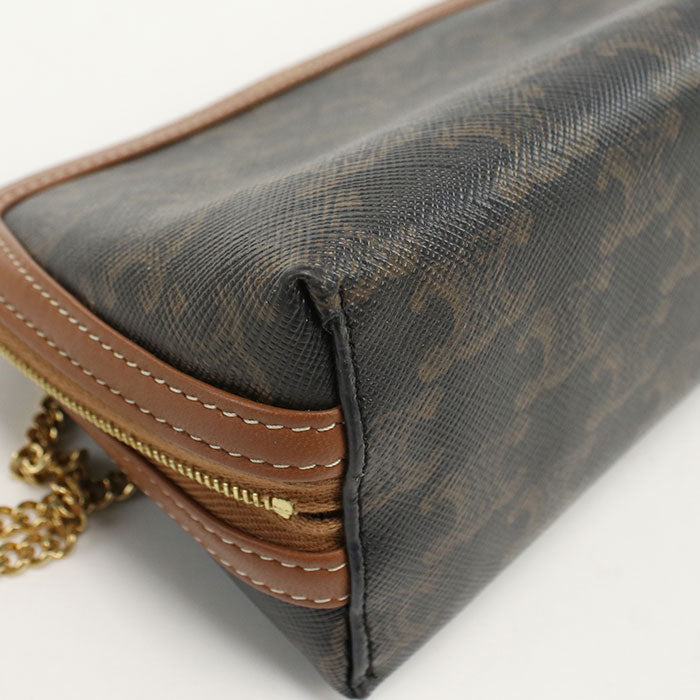 CELINE 10E382CBX.04LU Chain clutch Triomphe canvas Diagonal shoulder bag Brown Women