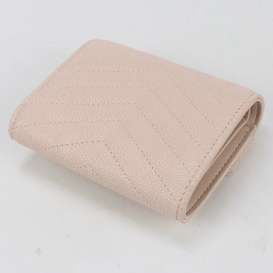 CHANEL A84346 Tri-fold wallet Chevron V Stitch Small flap wallet  leather pink Women