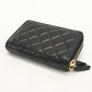 CHANEL Round W Zip Wallet PurseZip Around lambskin black Women