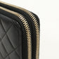 CHANEL Round W Zip Wallet PurseZip Around lambskin black Women