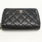 CHANEL Round W Zip Wallet PurseZip Around lambskin black Women