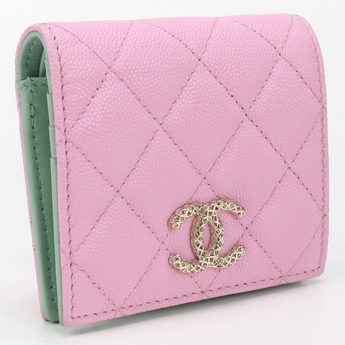 CHANEL AP3185 Small wallet COCO Mark Folded wallet/caviar pink Women