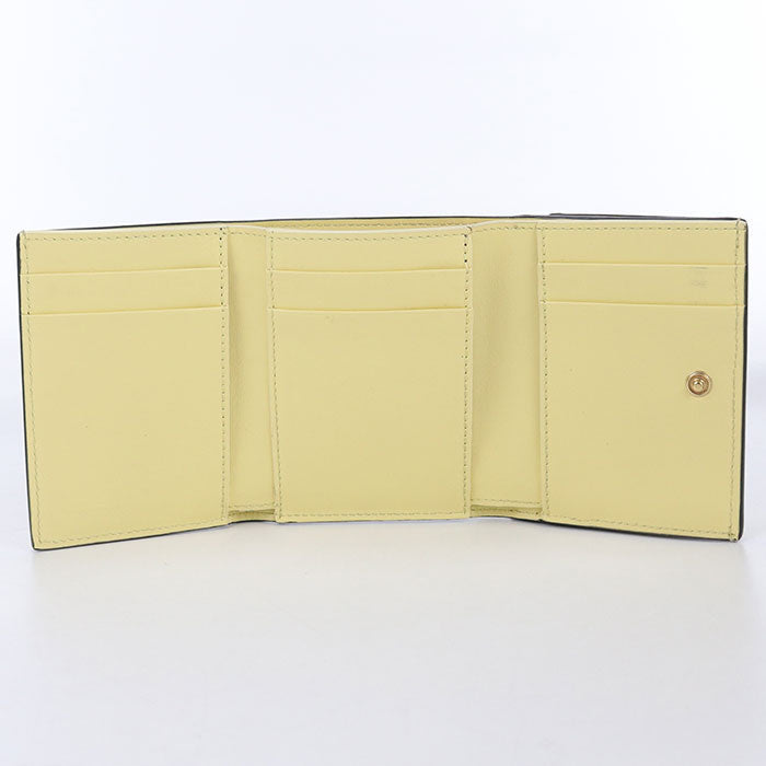 FENDI 8M0480 ALV4 FF Diamond Three fold wallet leather Yellow Women