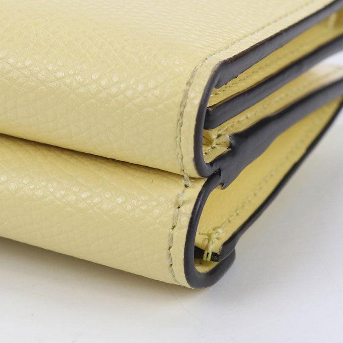 FENDI 8M0480 ALV4 FF Diamond Three fold wallet leather Yellow Women