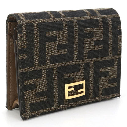 FENDI 8M0420 A98P baguette FF logo Folded wallet Jacquard Brown Women