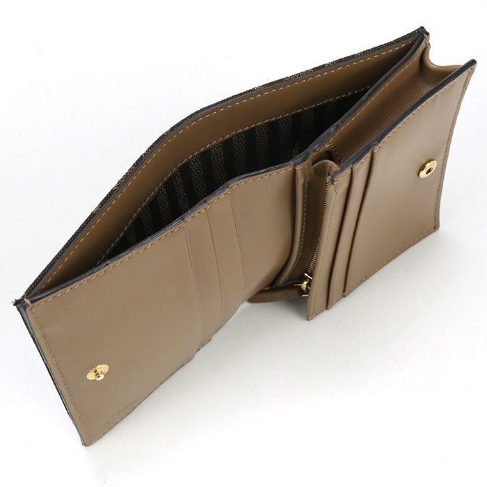 FENDI 8M0420 A98P baguette FF logo Folded wallet Jacquard Brown Women
