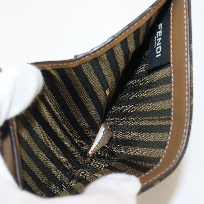 FENDI 8M0420 A98P baguette FF logo Folded wallet Jacquard Brown Women