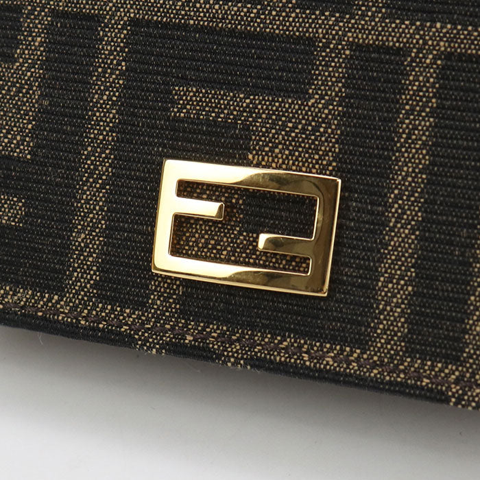 FENDI 8M0420 A98P baguette FF logo Folded wallet Jacquard Brown Women