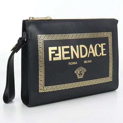 FENDI FE83752 Clutch bag FENDACE leather Black mens