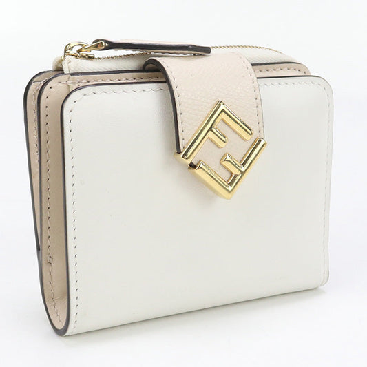 FENDI 8M0490 Bi-fold wallet FF Diamond Two-tone flap wallet leather white Women