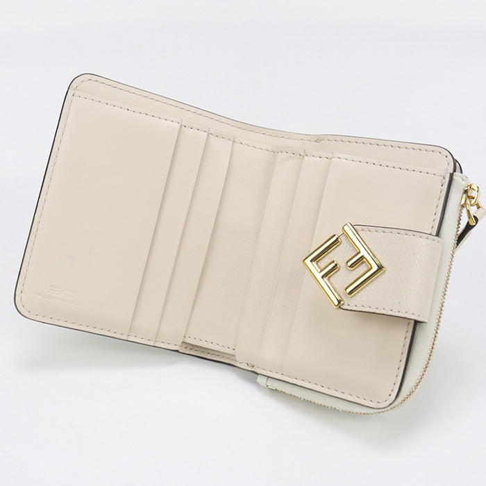 FENDI 8M0490 Bi-fold wallet FF Diamond Two-tone flap wallet leather white Women