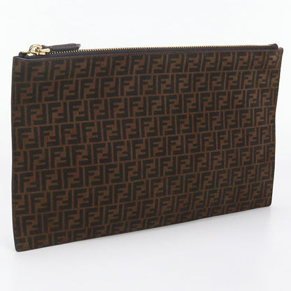 FENDI 8N0149 AFIS Slim Clutch Medium Flat baguette leather brown Women