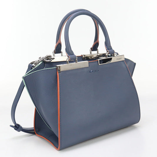 FENDI 8BH333 5QT 2WAY Tote Bag shoulder bag Trois Jules  leather Blue Women