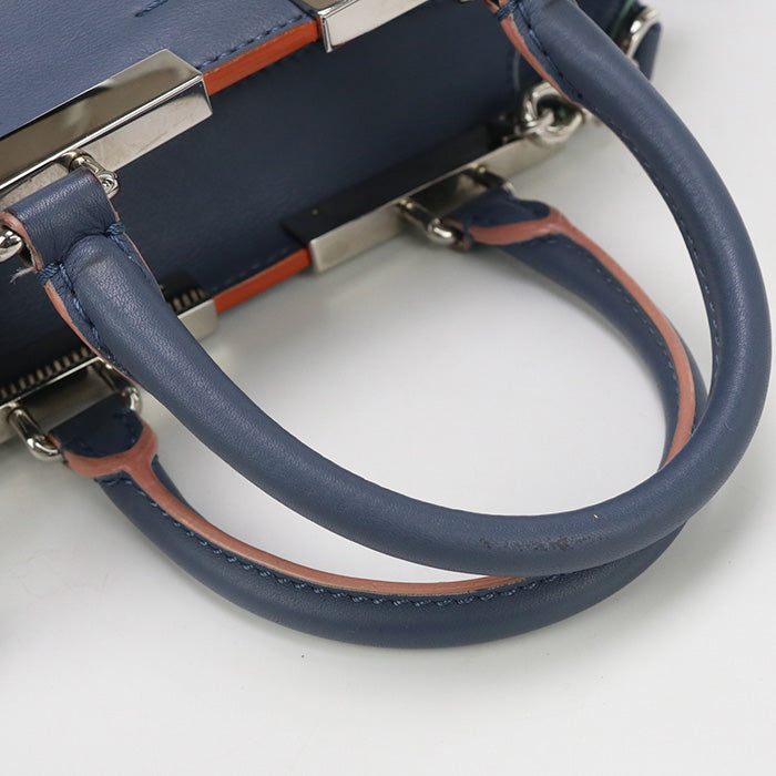 FENDI 8BH333 5QT 2WAY Tote Bag shoulder bag Trois Jules  leather Blue Women