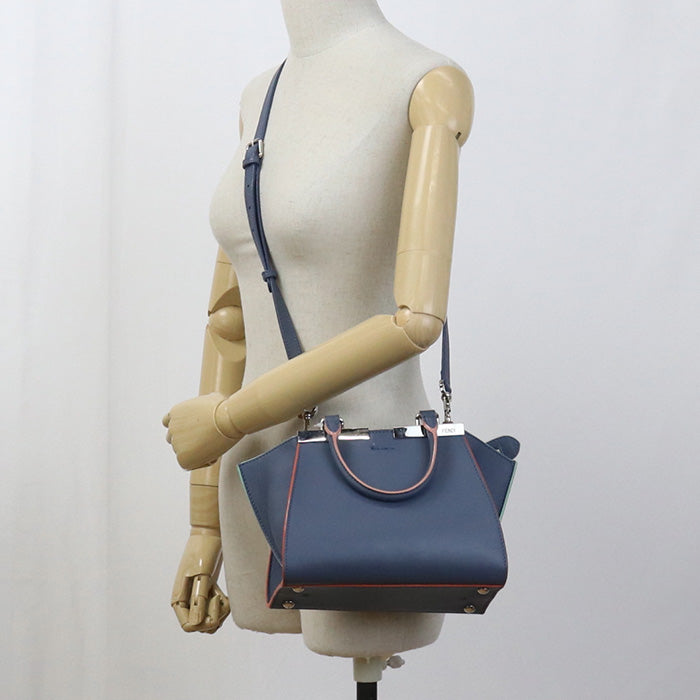 FENDI 8BH333 5QT 2WAY Tote Bag shoulder bag Trois Jules  leather Blue Women