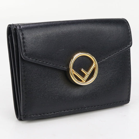 FENDI 8M0395 Tri-fold wallet F is Fendi Flap wallet leather black Women