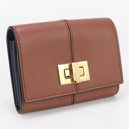 FENDI 8M0416 Business card holder A5DY Peekaboo Card Case Calf leather Brown Women