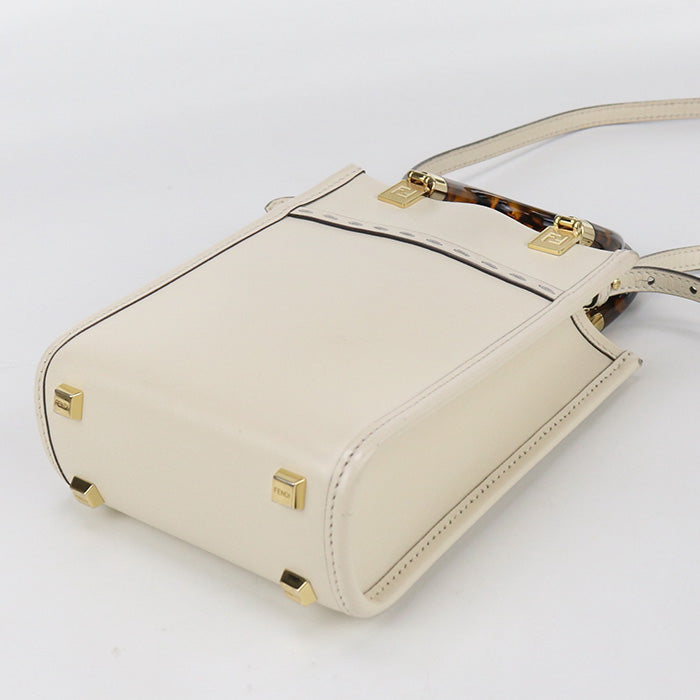 FENDI FE91004 sunshine shopper mini Sunshine Tote Bag leather white Women