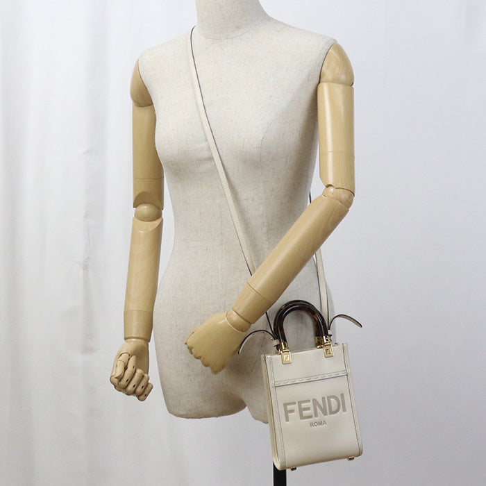 FENDI FE91004 sunshine shopper mini Sunshine Tote Bag leather white Women