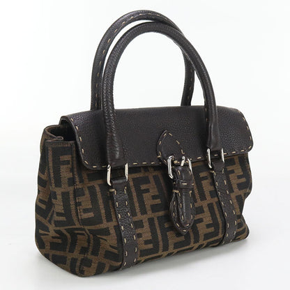 FENDI 8BR486 Handbag Selleria Mini Linda Tote Bag leather,Nylon jacquard Brown Women