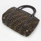 FENDI 8BR486 Handbag Selleria Mini Linda Tote Bag leather,Nylon jacquard Brown Women