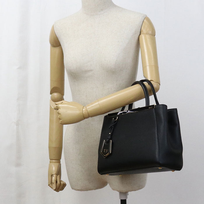 FENDI 8BH253 Tote Bag Petit Two-jour 2WAY handbag leather black Women