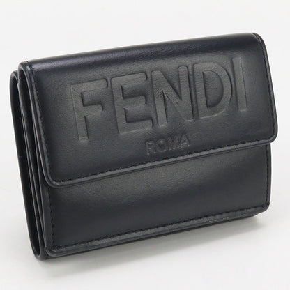 FENDI 8M0395 AAYZ Tri-fold wallet logo Mini Wallet leather black Women(unisex)