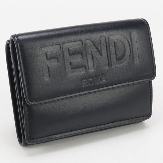 FENDI 8M0395 AAYZ Tri-fold wallet logo Mini Wallet leather black Women(unisex)