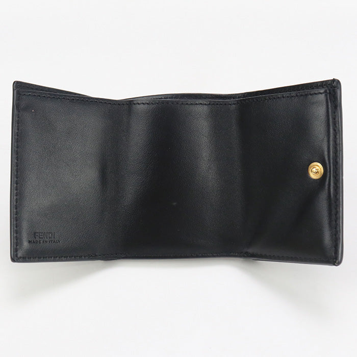 FENDI 8M0395 AAYZ Tri-fold wallet logo Mini Wallet leather black Women(unisex)