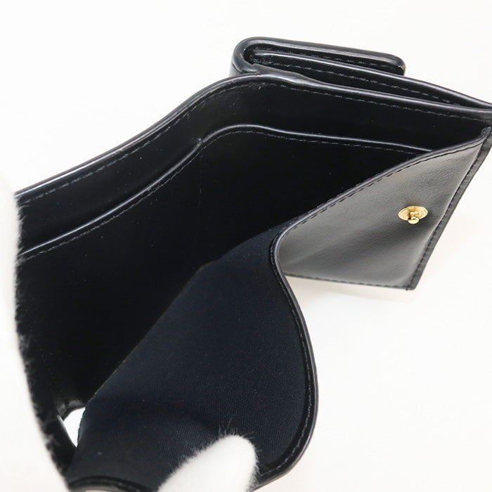 FENDI 8M0395 AAYZ Tri-fold wallet logo Mini Wallet leather black Women(unisex)