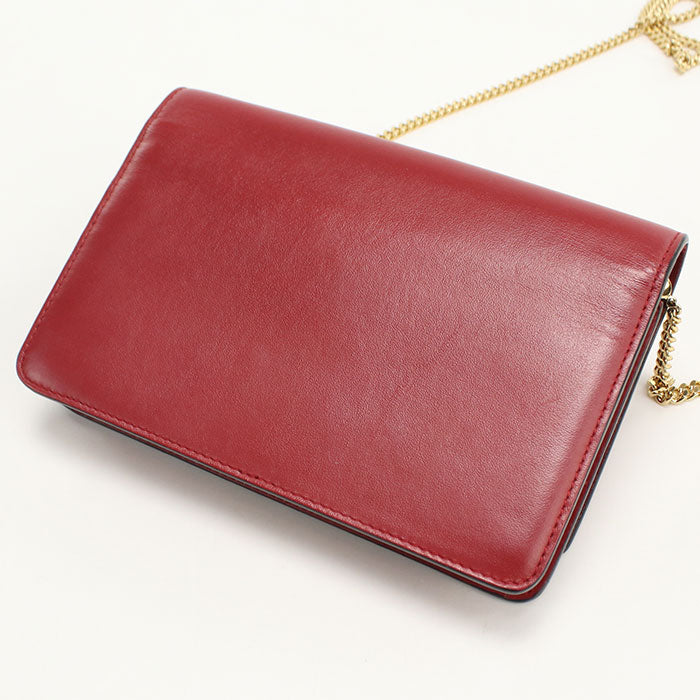 FENDI 8M0346 Bugseye Chain wallet leather red Women