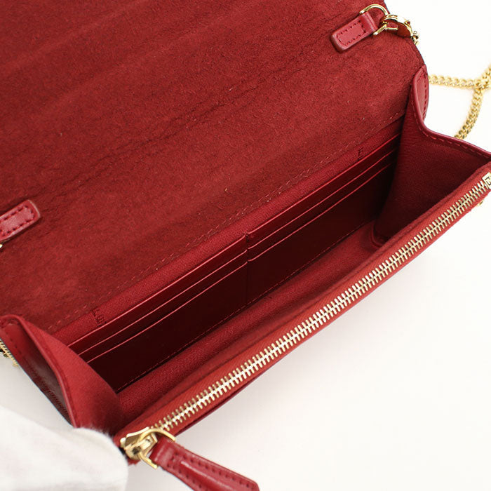 FENDI 8M0346 Bugseye Chain wallet leather red Women