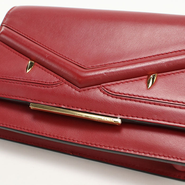 FENDI 8M0346 Bugseye Chain wallet leather red Women
