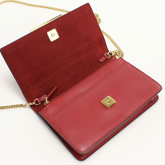 FENDI 8M0346 Bugseye Chain wallet leather red Women