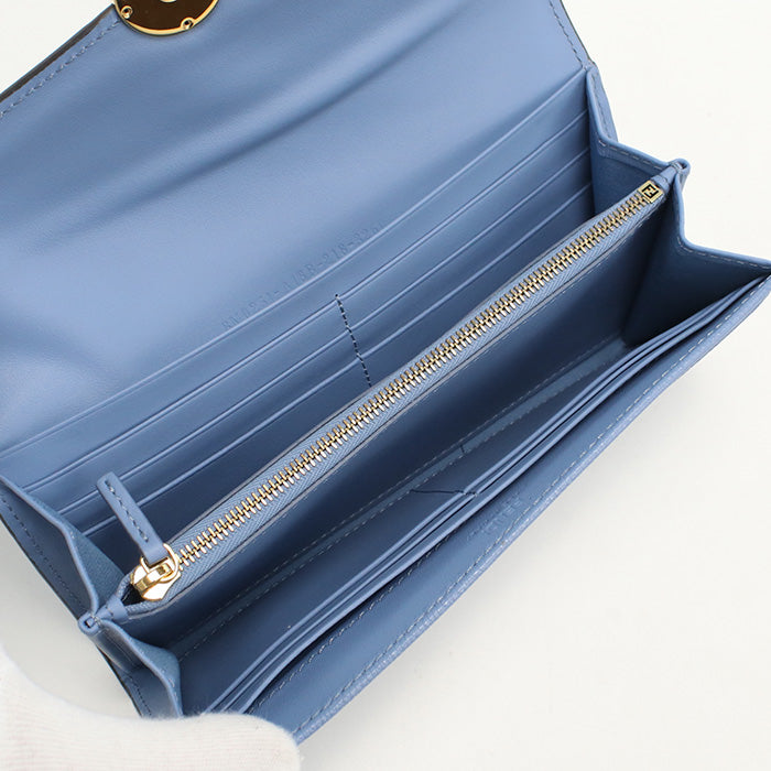 FENDI wallet F is Fendi Long with double fold coin purse blue leather Women