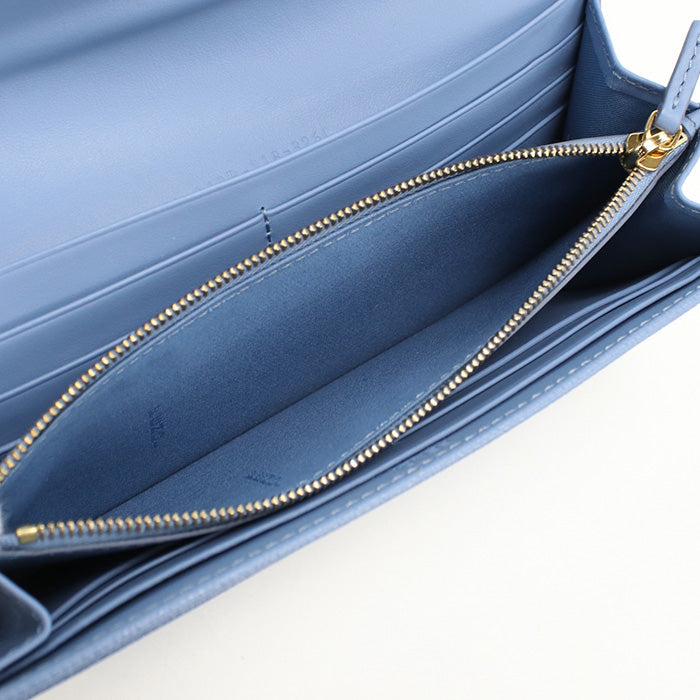 FENDI wallet F is Fendi Long with double fold coin purse blue leather Women