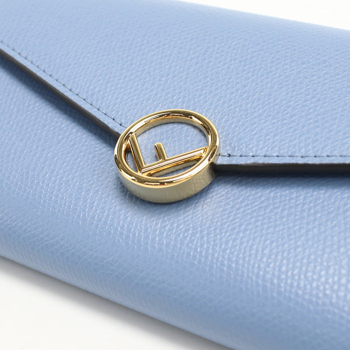 FENDI wallet F is Fendi Long with double fold coin purse blue leather Women