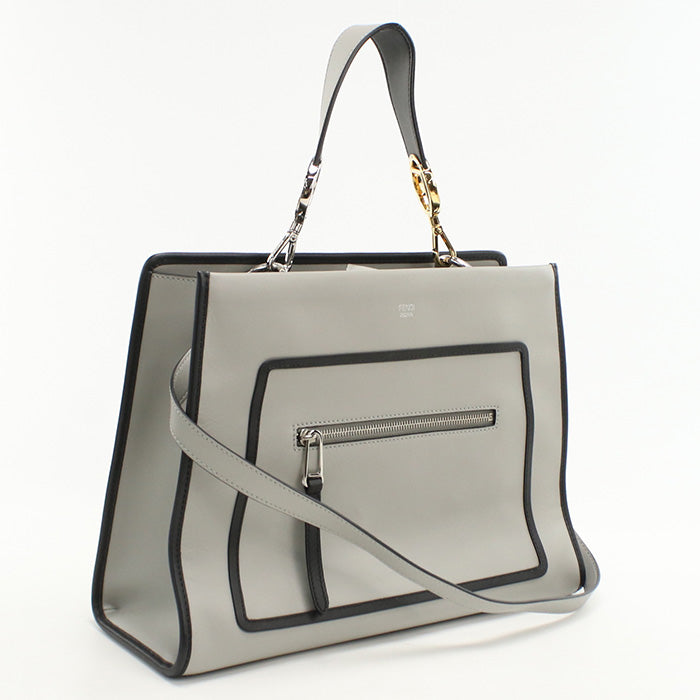 FENDI 8BH343 SIZ F1373 Tote Bag Runaway 2WAYTote Bag leather gray Women