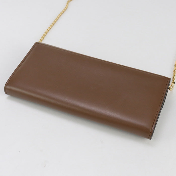 FENDI 8M0365 ALV4 FF Diamond Chain wallet leather brown Women