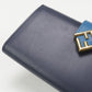 FENDI FF Diamond Long wallet with double fold coin purse leather navy Women
