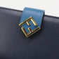 FENDI FF Diamond Long wallet with double fold coin purse leather navy Women