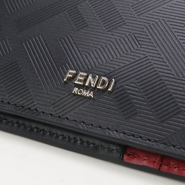 FENDI 7M0355 AJF4 Fendi Shadow Long wallet with double purse leather black mens