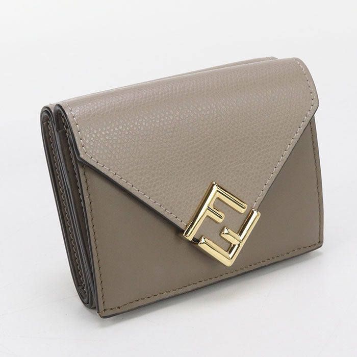 FENDI 8M0480 FF Diamond Three fold wallet leather gray Women